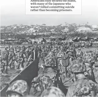  ?? [WIKIMEDIA] ?? U.S. Marine reinforcem­ents wade ashore to support the beachhead on Okinawa on April 1, 1945.