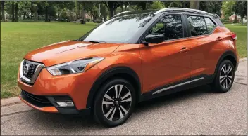  ?? MARK PHELAN/DETROIT FREE PRESS ?? The 2018 Nissan Kicks SR looks like a small SUV, with a higher roof and more ground clearance than small sedans and hatchbacks.