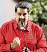  ?? ARIANA CUBILLOS AP ?? Venezuela’s President Nicolas Maduro speaks at Miraflores presidenti­al palace in Caracas this summer.