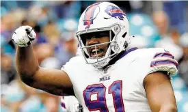  ?? Lynne Sladky / Associated Press ?? Bills defensive tackle Ed Oliver, a product of Westfield High School and the University of Houston, has racked up five sacks in his rookie season.