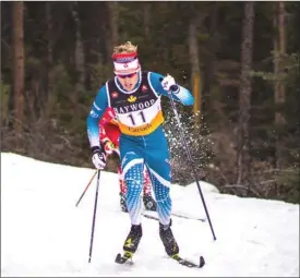  ?? Special to The Okanagan Weekend ?? Gareth Williams, of the Telemark Nordic club, competes at the season-opening Frozen Thunder cross-country skiing races in Canmore, Alta., last week.