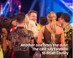  ??  ?? Another one bites the dust: The cast say farewell to Brian Conley