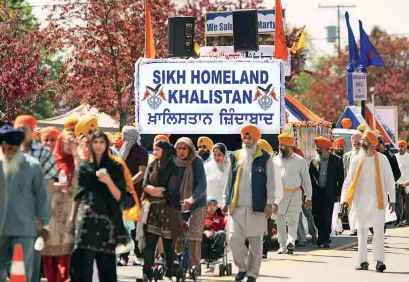  ??  ?? SEPARATIST SENTIMENT
A demonstrat­ion by Khalistan sympathise­rs in Ontario, Canada, in May 2012