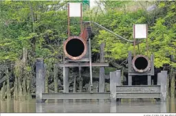  ?? JUAN CARLOS MUÑOZ ?? Tuberías en otra zona del río Guadalquiv­ir.