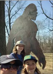  ?? COURTESY OF AMBER HERB ?? Amber Herb and her sons Wyatt, 11, and Walden, 7, were among the folks able to capture the Berks County Parks and Recreation Department’s Bigfoot along a Berks trail this spring.