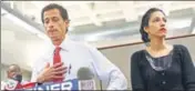  ?? NYT FILE ?? Weiner and Abedin address a press conference in 2013.