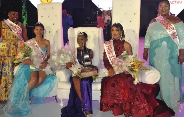  ?? | JACK LESTRADE ?? SACTWU Spring Queen Oyena Goniwe, middle, first princess Candice Caswell, left, and second princess Mikayla Daniels.