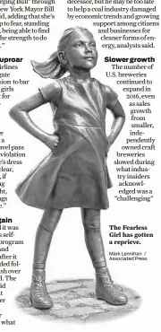  ?? Mark Lennihan / Associated Press ?? The Fearless Girl has gotten a reprieve.