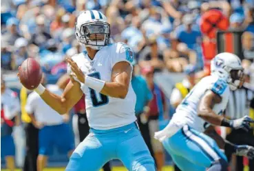  ?? THE ASSOCIATED PRESS ?? Quarterbac­k Marcus Mariota, who broke his right leg late last year, is back after a long offseason of rehab as the Tennessee Titans open the season today against the Oakland Raiders in Nashville.