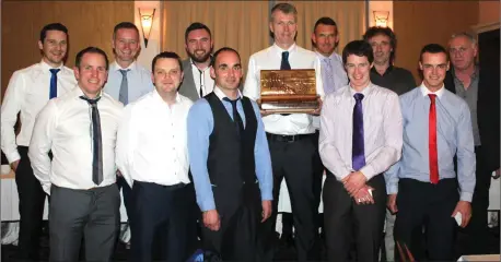  ??  ?? Cahersivee­n Seine Boat Crew, overall winners of the Johnny Mahoney Trophy for 2016 at the South and Mid Kerry Awards on Saturday.