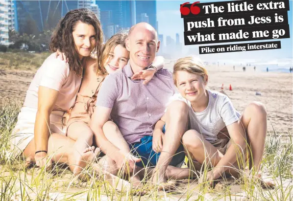  ??  ?? 'Wizard of the West' William Pike on the Gold Coast with his partner Jessica and their kids Aspen, 8 and Jett, 10. Picture: Nigel Hallett