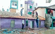  ??  ?? The Greater Hyderabad West Zone authoritie­s took up a special drive on Tuesday to remove illegal nala encroachme­nts built at Deepthi Sree nagar, Madinaguda, ahead of the heavy rains in city.