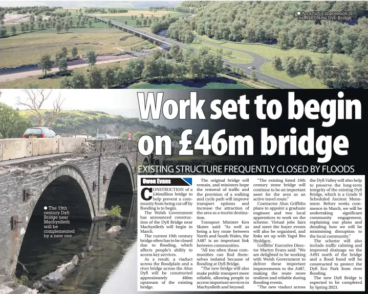  ??  ?? The 19th century Dyfi Bridge near Machynllet­h will be complement­ed by a new one
● An artist’s impression of the A487 New Dyfi Bridge