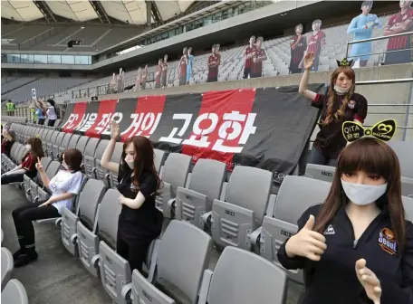  ?? GeTTy IMaGes ?? ‘SINCERE REMORSE’: FC Seoul is under fire after mannequins used to imitate fans were thought to be sex dolls.