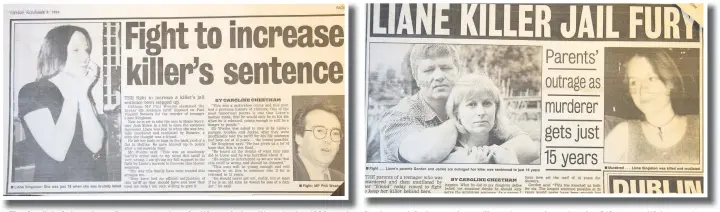  ??  ?? ●●The family’s fight to keep Stowers in prison for life made headlines in the 1990s and Gordon and Jacky say they will continue to champion the ‘Life means life’ campaign