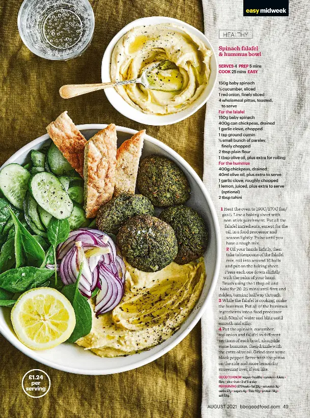 Spinach falafel & hummus bowl PressReader