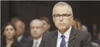  ?? AP FILE PHOTO ?? NOT SO FAST ... : Reports indicate that the Justice Department is considerin­g recommendi­ng the firing of former FBI Deputy Director Andrew McCabe.