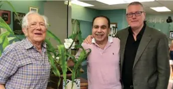  ??  ?? Composer John Beckwith, left, with Lyric Theatre general director Guillermo Silva-Marin and composer Michael Rose, whose opera A Northern Lights Dream will share the bill with Beckwith’s Night Blooming Cereus.
