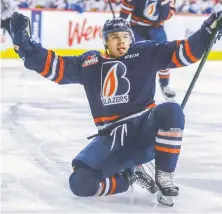  ?? ?? Blazers centre Logan Stankoven led all WHL scorers with 30 points in 14 playoff games. Kamloops lost to the Seattle Thunderbir­ds in the conference finals, but now has a shot to hoist the Memorial Cup as host.