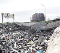  ?? GLADSTONE TAYLOR/PHOTOGRAPH­ER ?? The Kingston waterfront by Michael Manley Boulevard yesterday was lined with waste, including several plastic and Styrofoam products. The Government has announced a ban on the single use of several of these items, effective January 1, 2019, with the aim of reducing environmen­tal pollution such as this.