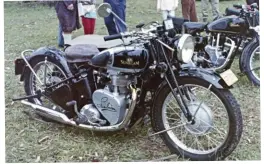  ?? ?? RIGHT Len Blanksby’s Sunbeam B25 with Norm Chipperfie­ld’s Velocette behind, at a show at Leppington, Sydney in 1970.