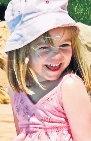 ??  ?? Madeleine Mccann disappeare­d in May 2007, aged three, from a holiday apartment in Praia da Luz, Portugal