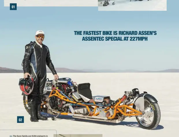  ??  ?? 02: Fastest bike of the meeting was Richard Assen’s Hayabusa-powered special at 227.187mph