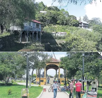  ??  ?? (1) En San Juancito se puede disfrutar de las bellezas naturales. (2) En El Paraíso, las personas llegan a disfrutar en horas de la tarde y noche del buen clima que se vive en la Plaza Central.