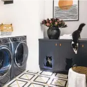  ?? ADAM MACCHIA ?? Ladwig and Stolarz also added built-in litter boxes in the laundry room that are accessible from their bathroom for easy scooping.