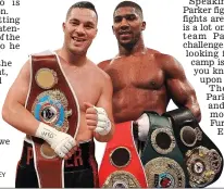  ?? KEVIN QUIGLEY ?? Belts on the line: Joshua and Parker will meet in Cardiff in March