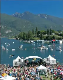  ??  ?? CAST ADRIFT: Jazz lovers can watch worldrenow­ned musicians perform on a floating stage at the Kalso Jazz Festival on Kootenay Lake in Canada.