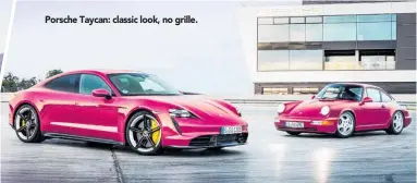  ?? ?? Porsche Taycan: classic look, no grille.