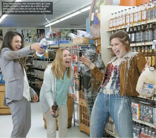  ??  ?? Amy (Mila Kunis), Kiki (Kristen Bell) et Carla (Kathryn Hahn) décident de s’offrir du bon temps alors qu’elles en ont ras-le-bol de s’acquitter de toutes les tâches du quotidien.
