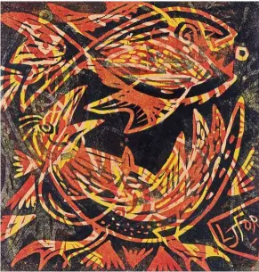  ??  ?? Lee Joo For’s Burung Dan Ikan (woodcut, 1959).