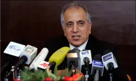  ?? AP PHOTO/RAFIQ MAQBOOL ?? In this 2009 file photo, Zalmay Khalilzad, special adviser on reconcilia­tion speaks during a news conference in Kabul, Afghanista­n.