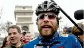  ??  ?? British adventurer Mark Beaumont hopes to set a new world record for circumnavi­gating the globe on a bike when he arrives at the Arc de Triomphe in Paris.