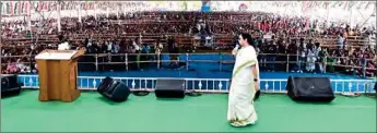  ?? ?? Mamata Banerjee addressed two back-to-back election rallies in North 24-Parganas’ Amdanga and Howrah’s Amta on Sunday