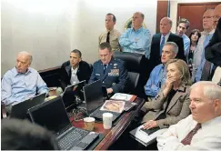  ?? Picture: Pete Souza/White House ?? US president Barack Obama and vice-president Joe Biden, left, secretary of state Hillary Clinton, right, and members of the US national security team follow the mission against Osama bin Laden in the situation room of the White House on May 1 2011.