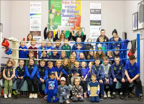  ?? ?? All-Ireland U16 60kg champion Siofra Kenny was welcomed back to the Curadh Boxing Club in Carnew on Monday night following her victory in the National Stadium on Saturday.