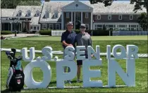  ?? SUBMITTED PHOTO ?? Golf pro Dave McNabb, left, and son Dalton check out Saucon Valley Country Club, where McNabb will be teeing off in the U.S. Senior Open Championsh­ip this week.