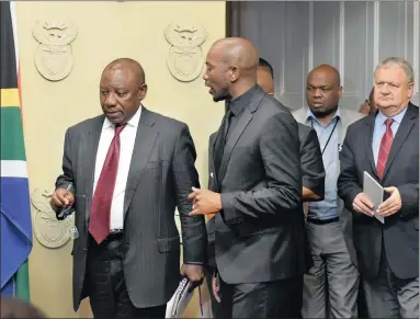  ?? PICTURE: KOPANO TLAPE / DOC ?? VITAL TALKS: Deputy President Cyril Ramaphosa meets members of opposition parties at Tuynhuys in Cape Town yesterday.