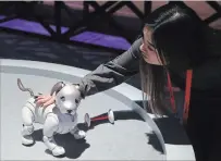  ?? ROSS D. FRANKLIN THE ASSOCIATED PRESS ?? The new edition Sony Aibo robot dog, displayed at CES 2019, incorporat­es a series of sensors, cameras, and actuators to activate the pup and keep it interactiv­e.