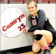  ?? MARK HUMPHREY ENTERPRISE-LEADER ?? Farmington 2018 graduate Camryn Journagan played volleyball in the fall of her senior year in the first of three sports she lettered in. This photo was taken on senior night, Oct. 12, 2017, at Cardinal Arena. Journagan has been named Female Athlete of...