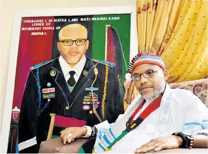  ??  ?? Nnamdi Kanu ist heute der prominente­ste Verfechter eines unabhängig­en Biafra. Der brutale Krieg um die ölreiche Biafra-Region spaltete genau vor 50 Jahren Nigeria.