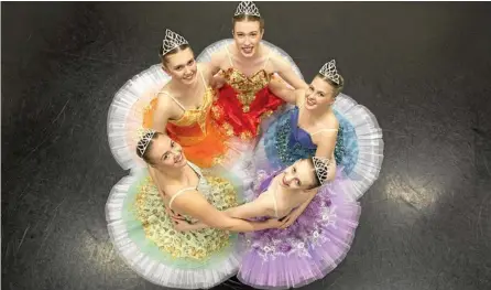  ?? PHOTO: CONTRIBUTE­D ?? READY TO PERFORM: Dance Central dancers performing in the senior school’s production of Sleeping Beauty are (clockwise from left) Misti Tommei, Olivia Larsen, Taylor Seymour, Laura McCosker and Ella Coleborn.