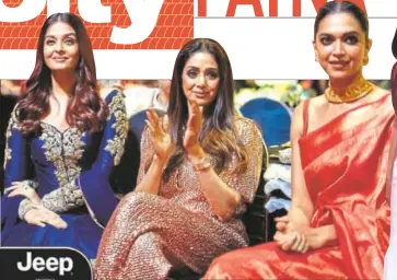  ??  ?? (Above left) Amitabh Bachchan; (above) Aishwarya Rai Bachchan, Sridevi and Deepika Padukone; (left) Parineeti Chopra