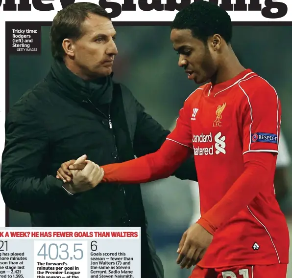  ?? GETTY IMAGES ?? Tricky time: Rodgers (left) and Sterling