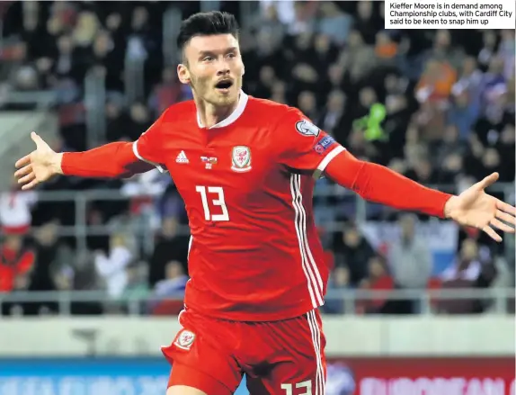  ??  ?? Kieffer Moore is in demand among Championsh­ip clubs, with Cardiff City said to be keen to snap him up