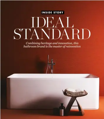  ?? ?? From left The freestandi­ng bath from Ideal Standard’s ‘Conca’ collection, designed by PS+A; a bold new colour palette, created by PS+A for Ideal Standard’s ‘Atelier’ collection­s, has been applied to Robin Levien’s ceramic ‘Ipalyss’ washbasins