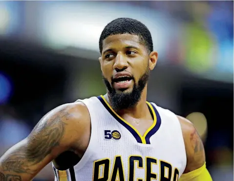  ?? [AP PHOTO] ?? The NBA is investigat­ing alleged tampering by Los Angeles Lakers with Paul George while he was still with the Indiana Pacers. George is now a member of the Oklahoma City Thunder.